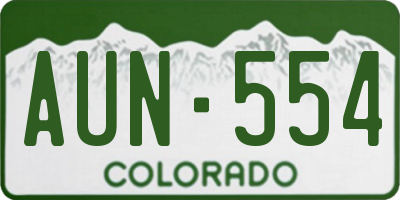 CO license plate AUN554