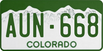 CO license plate AUN668