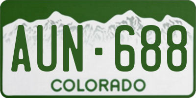 CO license plate AUN688