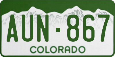 CO license plate AUN867