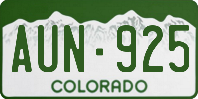 CO license plate AUN925