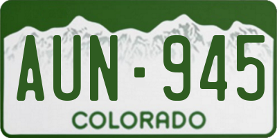 CO license plate AUN945