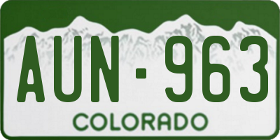 CO license plate AUN963