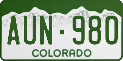 CO license plate AUN980