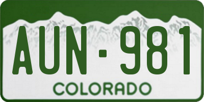 CO license plate AUN981
