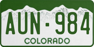 CO license plate AUN984