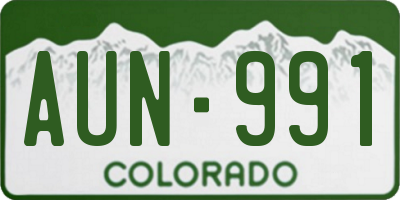 CO license plate AUN991