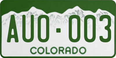 CO license plate AUO003