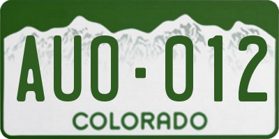 CO license plate AUO012