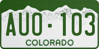 CO license plate AUO103