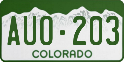 CO license plate AUO203