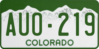 CO license plate AUO219