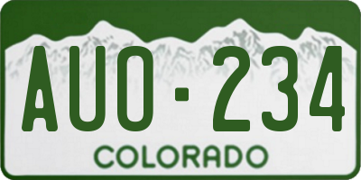CO license plate AUO234