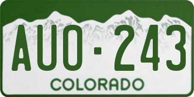 CO license plate AUO243