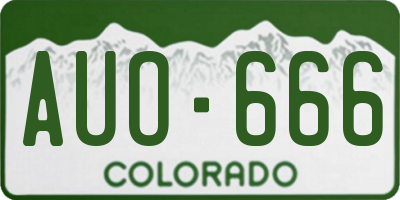 CO license plate AUO666