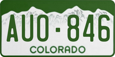 CO license plate AUO846