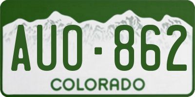 CO license plate AUO862