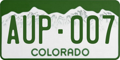 CO license plate AUP007