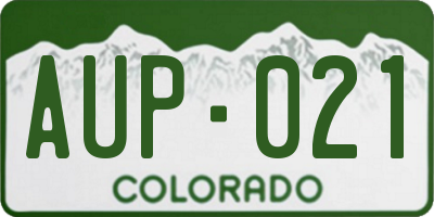 CO license plate AUP021