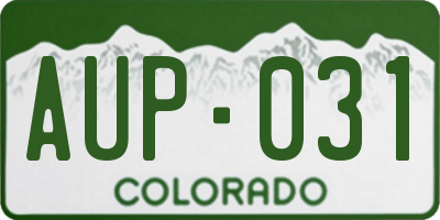 CO license plate AUP031