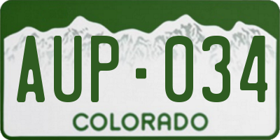 CO license plate AUP034