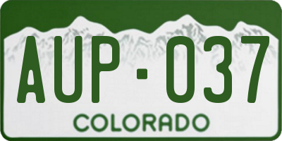 CO license plate AUP037