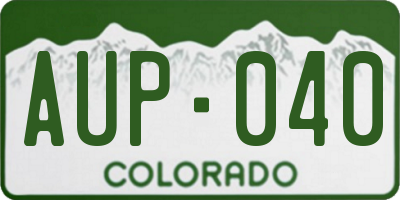 CO license plate AUP040