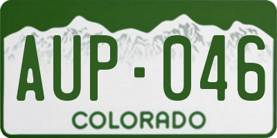 CO license plate AUP046