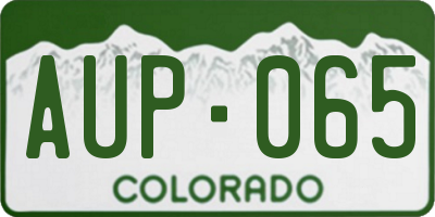 CO license plate AUP065