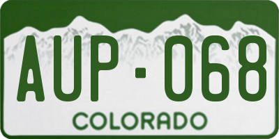 CO license plate AUP068