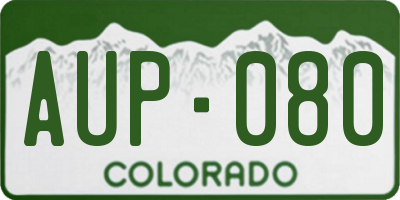 CO license plate AUP080