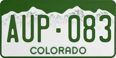 CO license plate AUP083