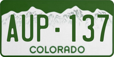 CO license plate AUP137