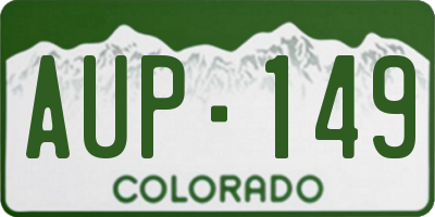 CO license plate AUP149