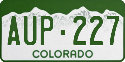 CO license plate AUP227