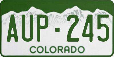 CO license plate AUP245