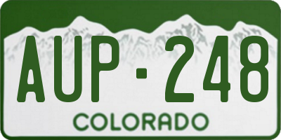 CO license plate AUP248