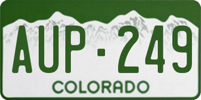 CO license plate AUP249