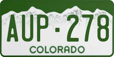 CO license plate AUP278