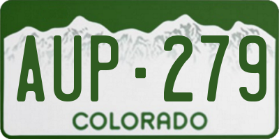 CO license plate AUP279