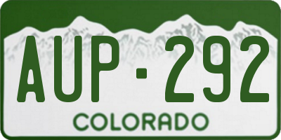 CO license plate AUP292