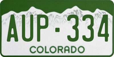 CO license plate AUP334