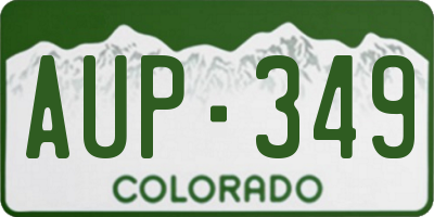 CO license plate AUP349