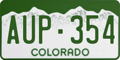 CO license plate AUP354