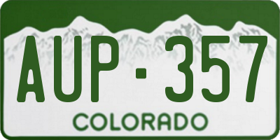 CO license plate AUP357