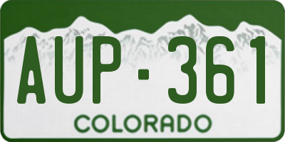 CO license plate AUP361