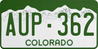 CO license plate AUP362