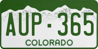 CO license plate AUP365