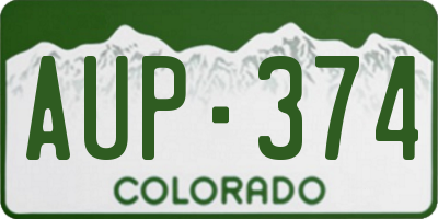 CO license plate AUP374