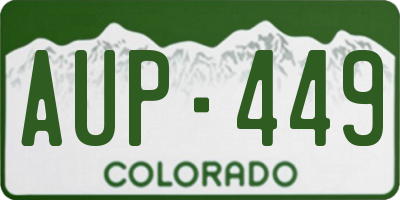 CO license plate AUP449
